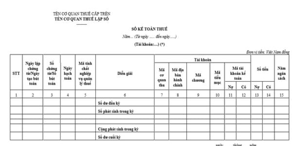 Mẫu Sổ Kế toán thuế nội địa là mẫu nào? Tải mẫu ở đâu? Nội dung và phương pháp ghi Sổ Kế toán thuế nội địa?