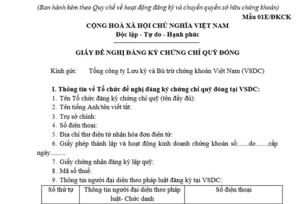 Mẫu Giấy đề nghị đăng ký chứng chỉ quỹ đóng mới nhất? Tải mẫu? Thời hạn xử lý hồ sơ đăng ký chứng chỉ quỹ đóng?