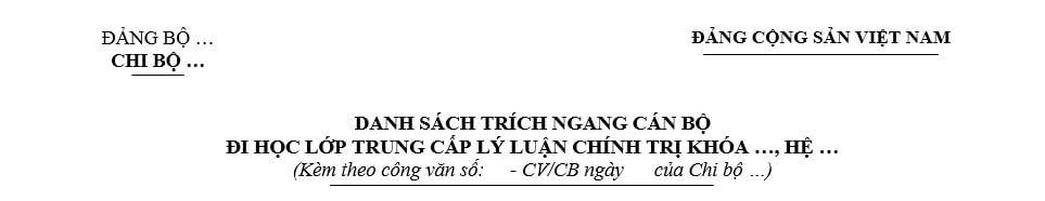 Mẫu Danh sách trích ngang cán bộ đi học lớp trung cấp chính trị? Đối tượng nào được đào tạo Trung cấp chính trị?