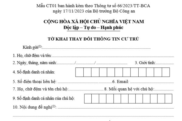 02 mẫu Tờ khai thay đổi thông tin cư trú mới nhất? Tải mẫu tờ khai? Tờ khai thay đổi thông tin cư trú được sử dụng khi nào? 