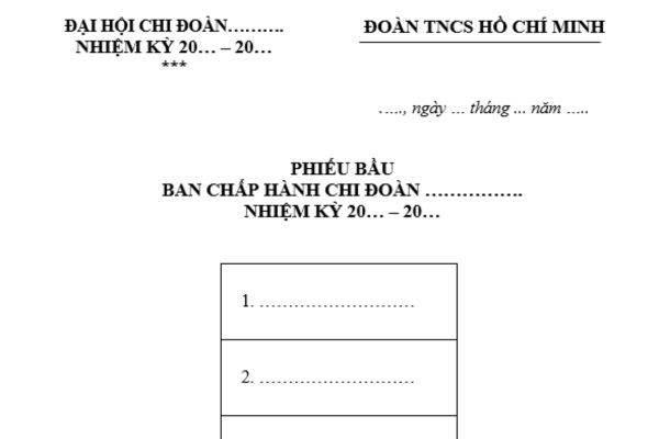 Mẫu phiếu bầu Ban chấp hành chi đoàn mới nhất? Tải mẫu ở đâu? Người được bầu vào Ban chấp hành chi đoàn trúng cử khi nào?