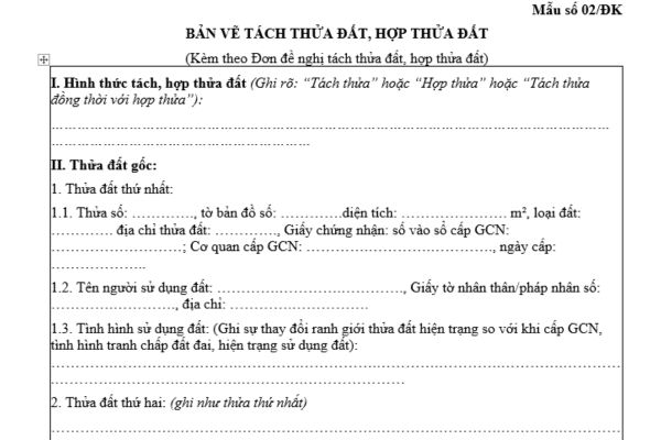 Mẫu Đơn đề nghị hợp thửa đất kèm Mẫu Bản vẽ hợp thửa đất mới nhất theo Nghị định 101 là mẫu nào? 