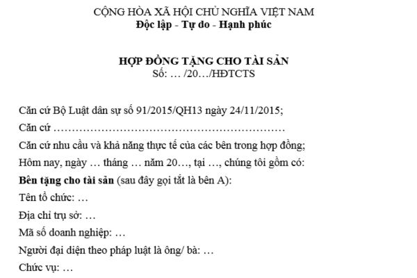 Tổng hợp các mẫu hợp đồng tặng cho tài sản mới nhất? Tải về file word? Hợp đồng tặng cho tài sản có hiệu lực khi nào?