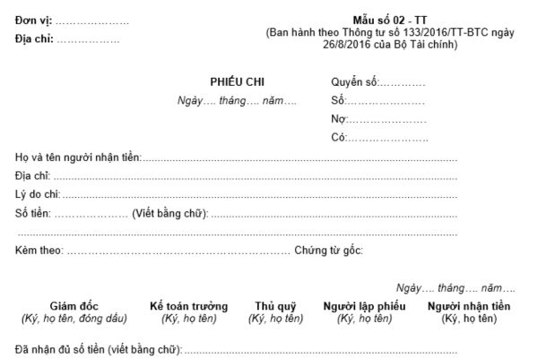 Mẫu phiếu thu, phiếu chi áp dụng đối với doanh nghiệp vừa và nhỏ theo Thông tư 133 là mẫu nào? Tải về bản word?