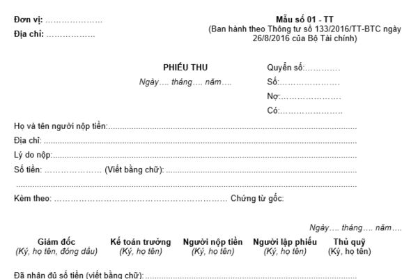 Mẫu phiếu thu, phiếu chi áp dụng đối với doanh nghiệp vừa và nhỏ theo Thông tư 133 là mẫu nào? Tải về bản word?