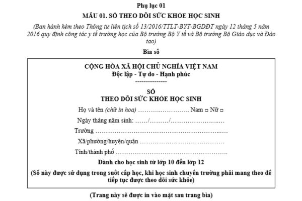 Mẫu sổ theo dõi sức khỏe học sinh THPT mới nhất? Tải mẫu ở đâu? Đánh giá tình trạng sức khỏe học sinh được thực hiện vào thời điểm nào?