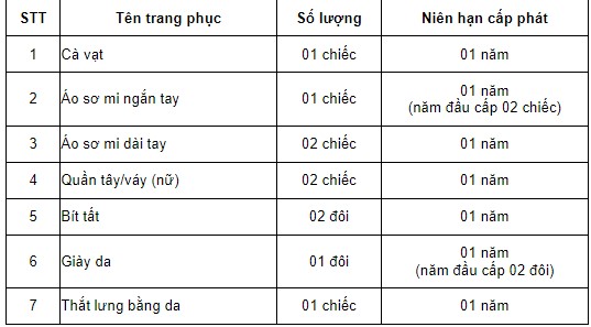 Chế độ cấp phát trang phục Cục Hàng không Việt Nam