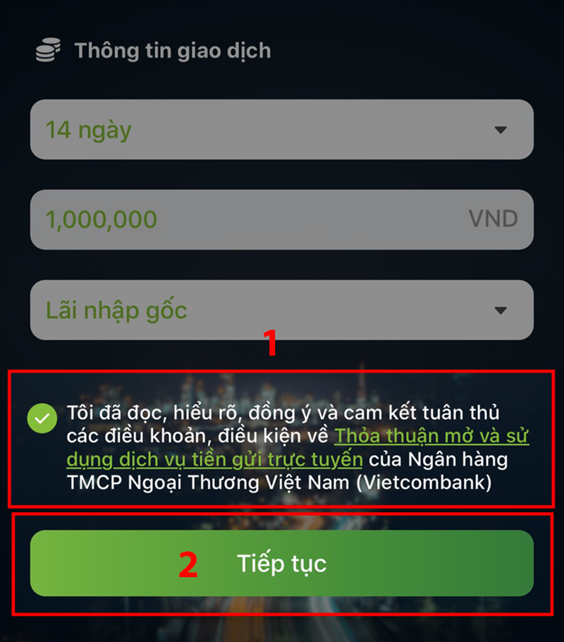 Mở thẻ tiết kiệm Vietcombank online