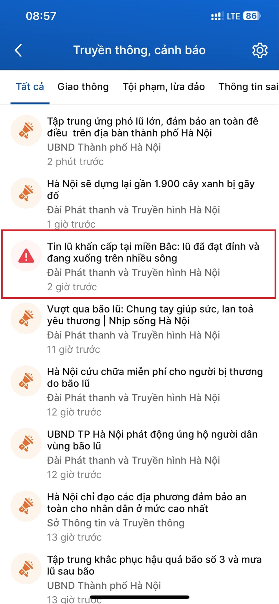 Cập nhật tình hình lũ lụt ở miền Bắc