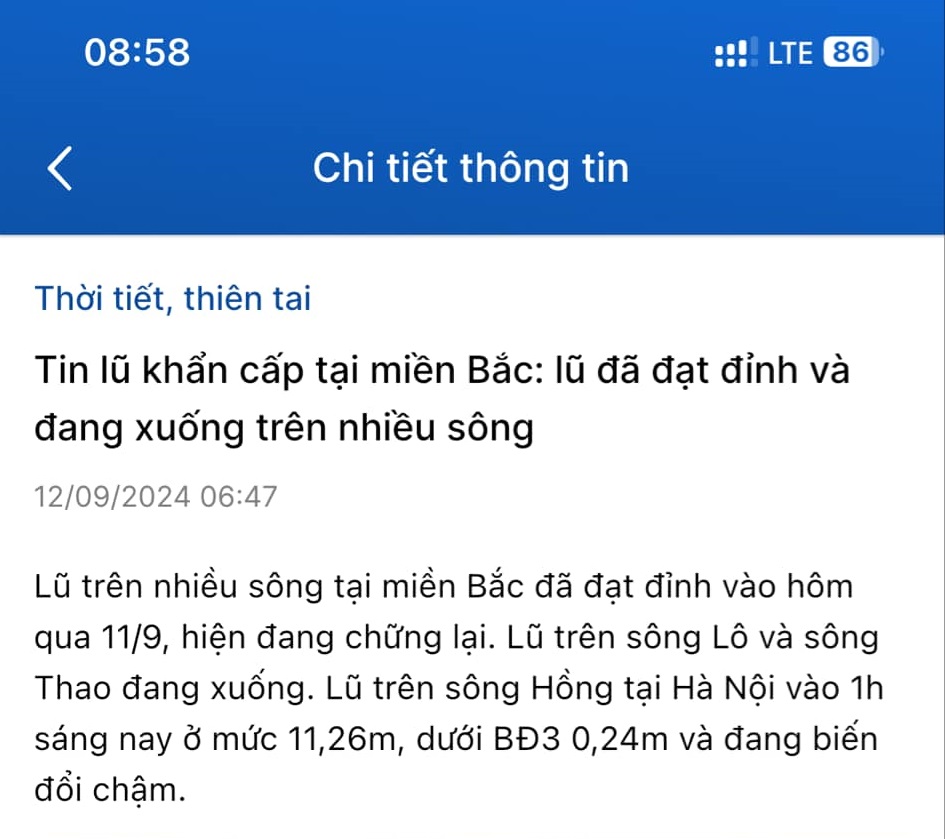 Tình hình mưa lũ ở miền bắc