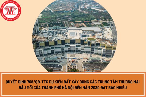 Quyết định 768/QĐ-TTg dự kiến đất xây dựng các trung tâm thương mại đầu mối của thành phố Hà Nội đến năm 2030 đạt bao nhiêu ha?