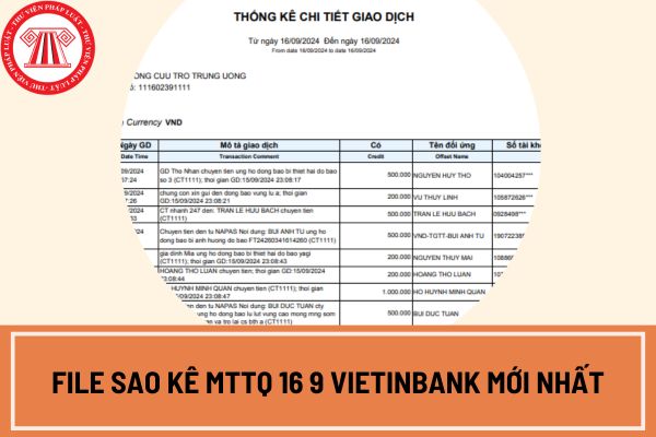 File sao kê MTTQ 16 9 Vietinbank mới nhất? 