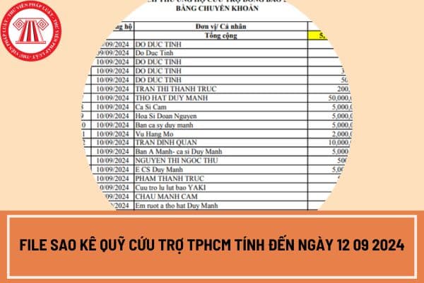 File sao kê Quỹ Cứu trợ TPHCM tính đến ngày 12 09 2024 chi tiết