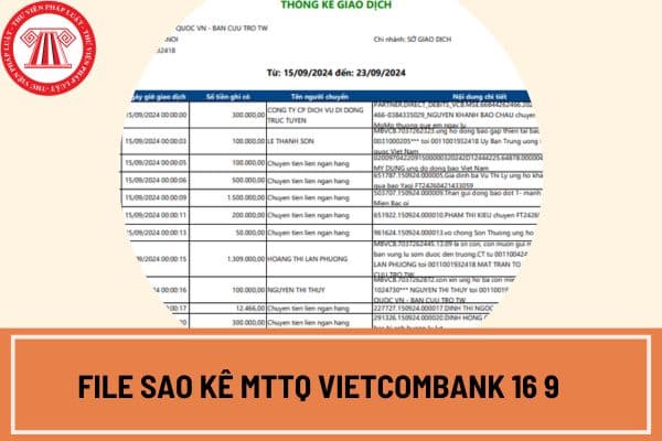 File sao kê MTTQ Vietcombank 16 9 mới nhất?