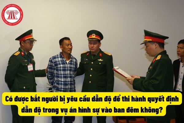 Có được bắt người bị yêu cầu dẫn độ để thi hành quyết định dẫn độ trong vụ án hình sự vào ban đêm không?