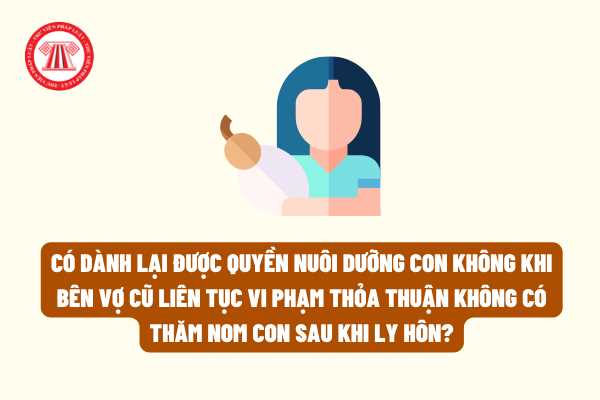 Có dành lại được quyền nuôi dưỡng con không khi bên vợ cũ liên tục vi phạm thỏa thuận không có thăm nom con sau khi ly hôn?