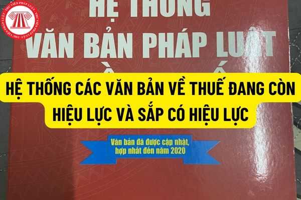 Hệ thống các Luật, Nghị định, Thông tư, Văn bản hợp nhất về thuế đang còn hiệu lực và sắp có hiệu lực 