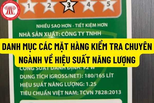 Danh mục các mặt hàng kiểm tra chuyên ngành về hiệu suất năng lượng được quy định như thế nào?