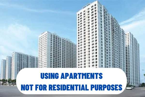 What are the penalties for using the apartments not for residential purposes and affecting the adjacent apartment?