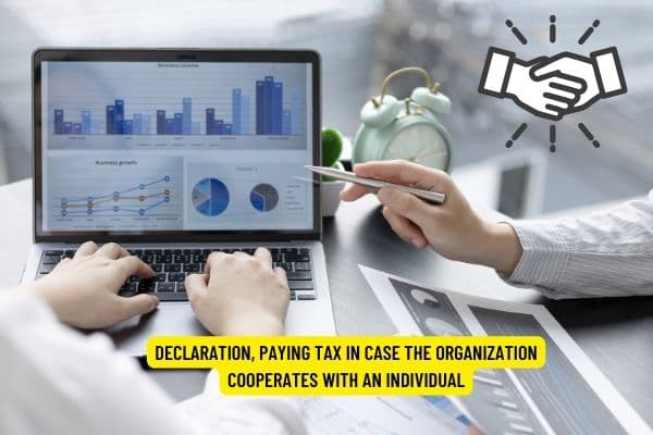 How does a business cooperation organization with an individual of Viettel Post Joint Stock Corporation make tax declaration and payment in Vietnam?