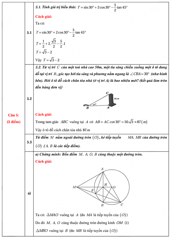 Đáp án toán lớp 10 Long An