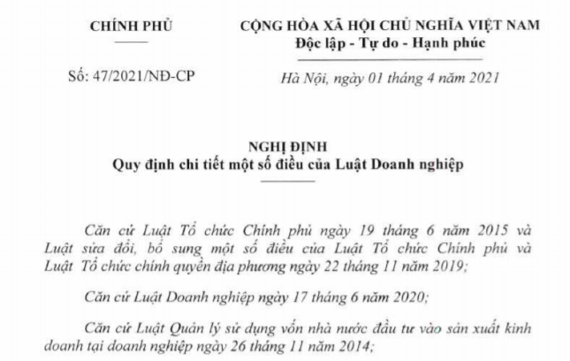 đa Co Nghị định 47 21 Nđ Cp Hướng Dẫn Luật Doanh Nghiệp