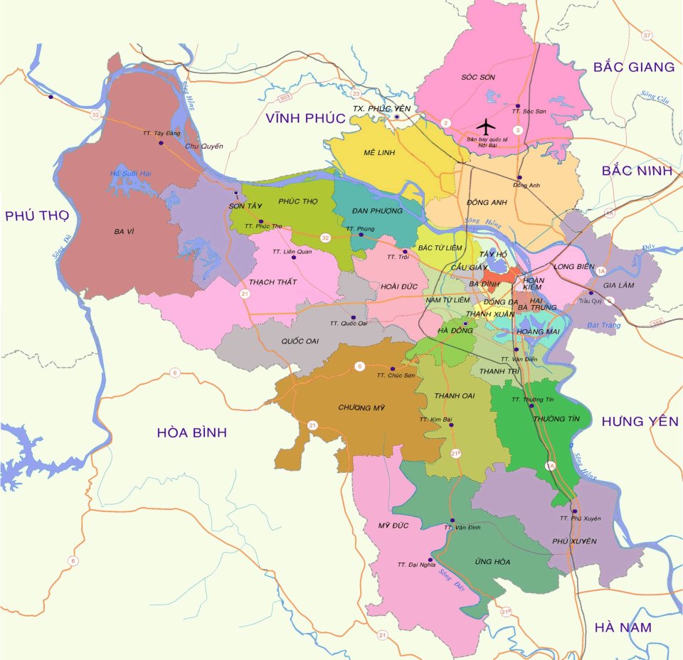 Với kế hoạch phát triển đến năm 2030, Hà Nội sẽ có thêm 8 quận mới. Với bản đồ hành chính mới nhất, bạn sẽ tiện lợi hơn trong việc tham gia vào quá trình phát triển của thủ đô và theo dõi sự thay đổi về hành chính và địa lý.