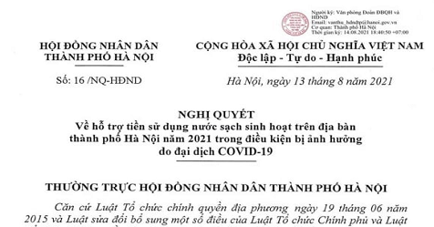 Nghị quyết về hỗ trợ tiền nước tại Hà Nội - Minh họa