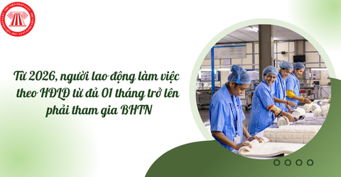 Từ ngày 01/01/2026, người lao động làm việc theo HĐLĐ từ đủ 01 tháng trở lên phải tham gia BHTN
