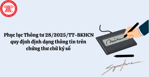 Tải về Phục lục Thông tư 28/2025/TT-BKHCN quy định định dạng thông tin trên chứng thư chữ ký số 