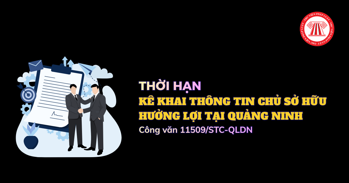 Thời hạn kê khai thông tin CHỦ SỞ HỮU HƯỞNG LỢI của doanh nghiệp tại Quảng Ninh theo Công văn 11509 STC QLDN là ngày nào?