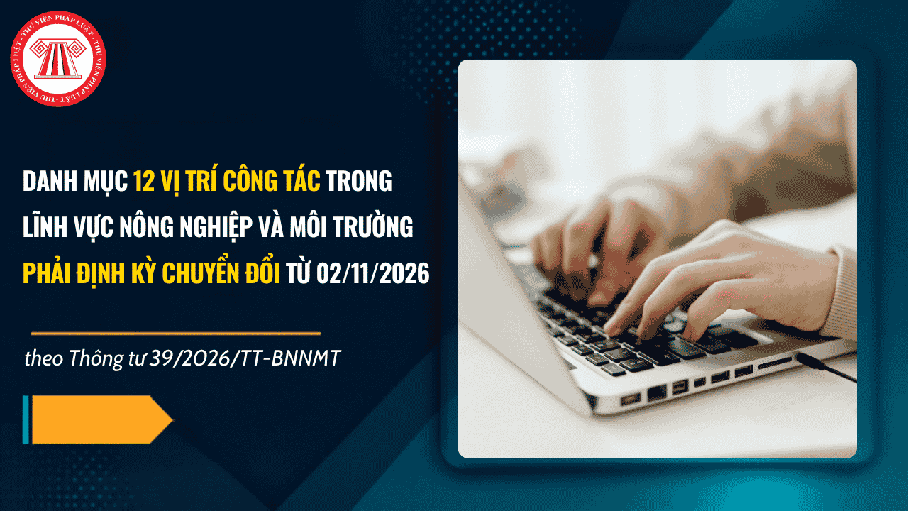 Danh mục 12 vị trí công tác trong lĩnh vực nông nghiệp và môi trường phải định kỳ chuyển đổi theo Thông tư 39/2026/TT-BNNMT chi tiết thế nào?