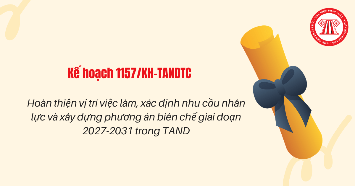 Kế hoạch 1157 KH TANDTC hoàn thiện vị trí việc làm, xác định nhu cầu nhân lực và xây dựng phương án biên chế giai đoạn 2027-2031 trong TAND chi tiết?