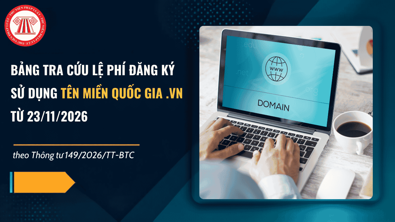 BẢNG TRA CỨU Lệ phí đăng ký sử dụng tên miền quốc gia .vn từ 23/11/2026