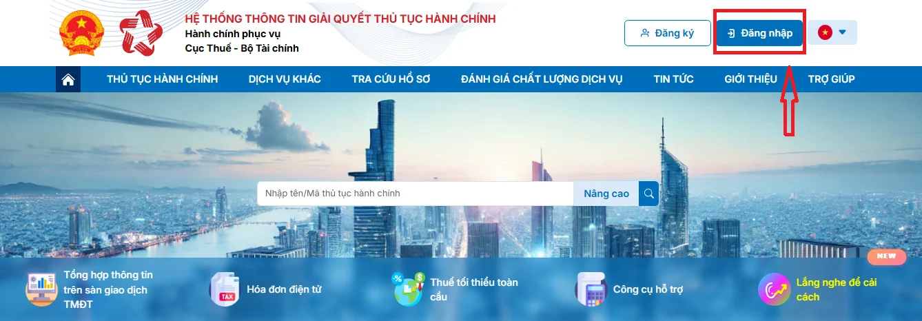Thông báo số tài khoản hộ kinh doanh online trên Dichvucong gdt gov vn