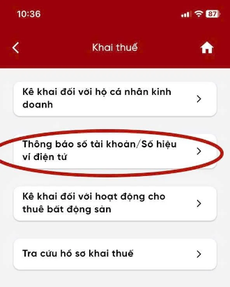 Hướng dẫn thông báo số tài khoản hộ kinh doanh trên eTax Mobile