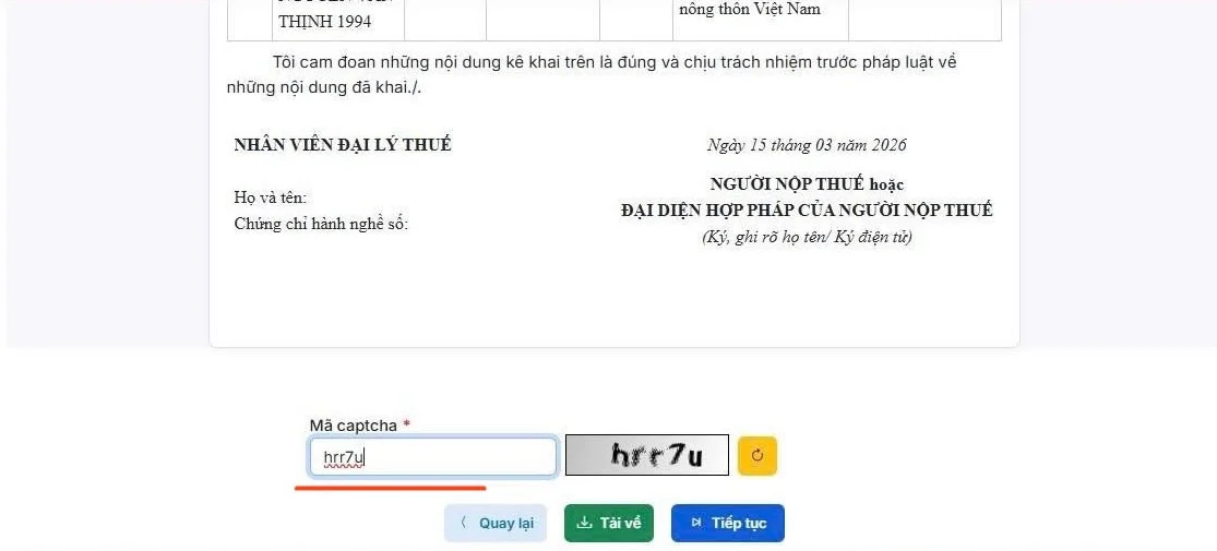 Thông báo số tài khoản hộ kinh doanh online trên Dichvucong gdt gov vn