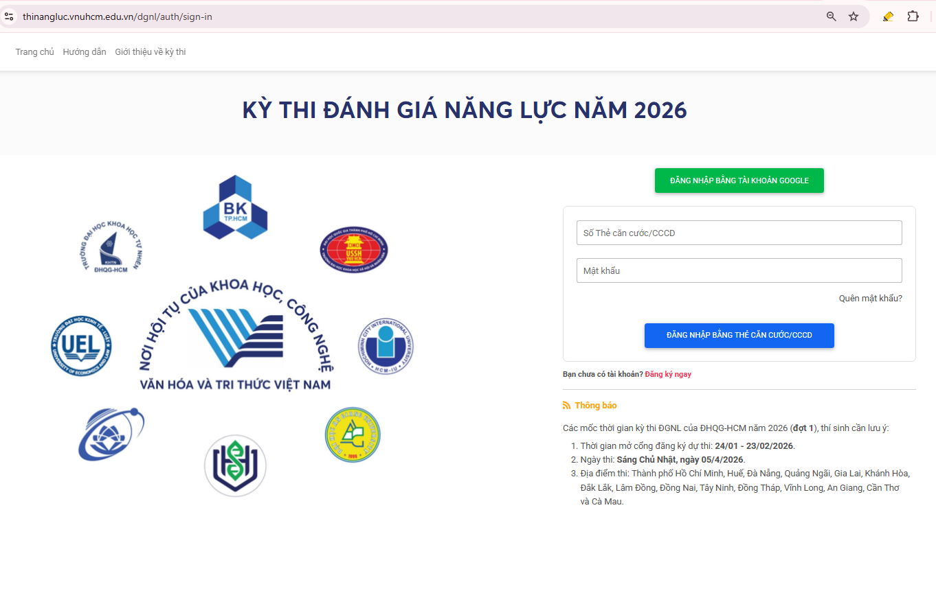 Tra cứu điểm ĐLNL đợt 2 2026 ĐHQG TPHCM