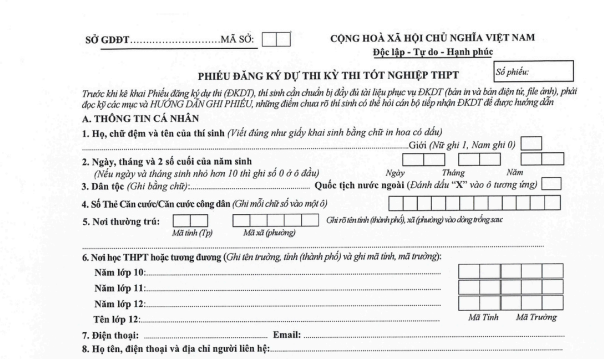 File phiếu đăng ký thi tốt nghiệp THPT 2026