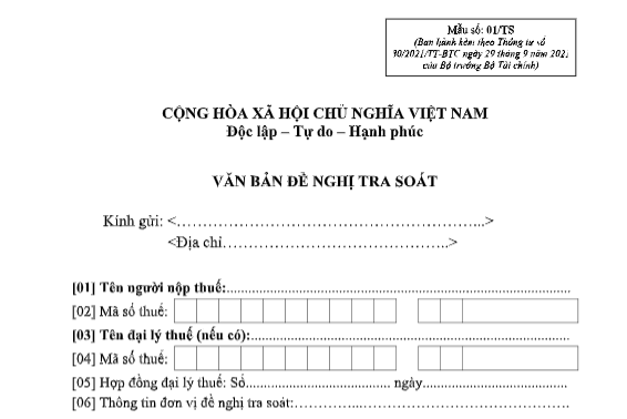 Tải mẫu thư tra soát thuế mới nhất 2026