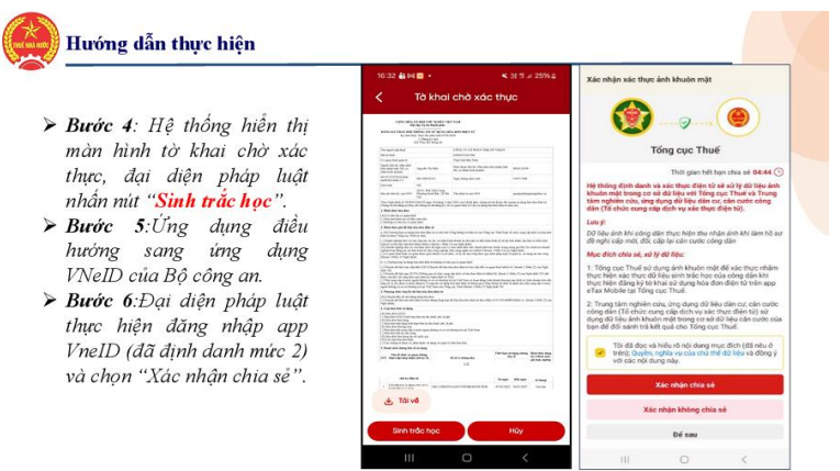 xác thực sinh trắc học khi đăng ký hóa đơn điện tử trên eTax Mobile