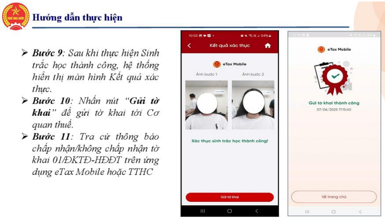 xác thực sinh trắc học khi đăng ký hóa đơn điện tử trên eTax Mobile