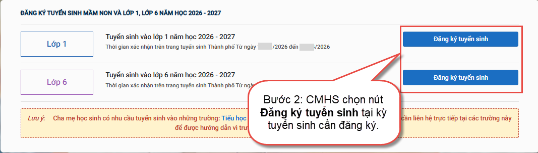 Hướng dẫn đăng ký tuyển sinh đầu cấp lớp 1, 6 TPHCM tại https tuyensinhdaucap hcm edu vn