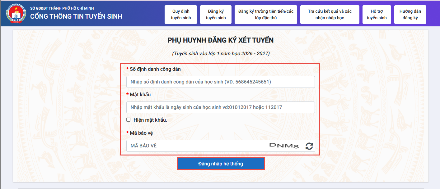 Hướng dẫn đăng ký tuyển sinh đầu cấp lớp 1, 6 TPHCM tại https tuyensinhdaucap hcm edu vn