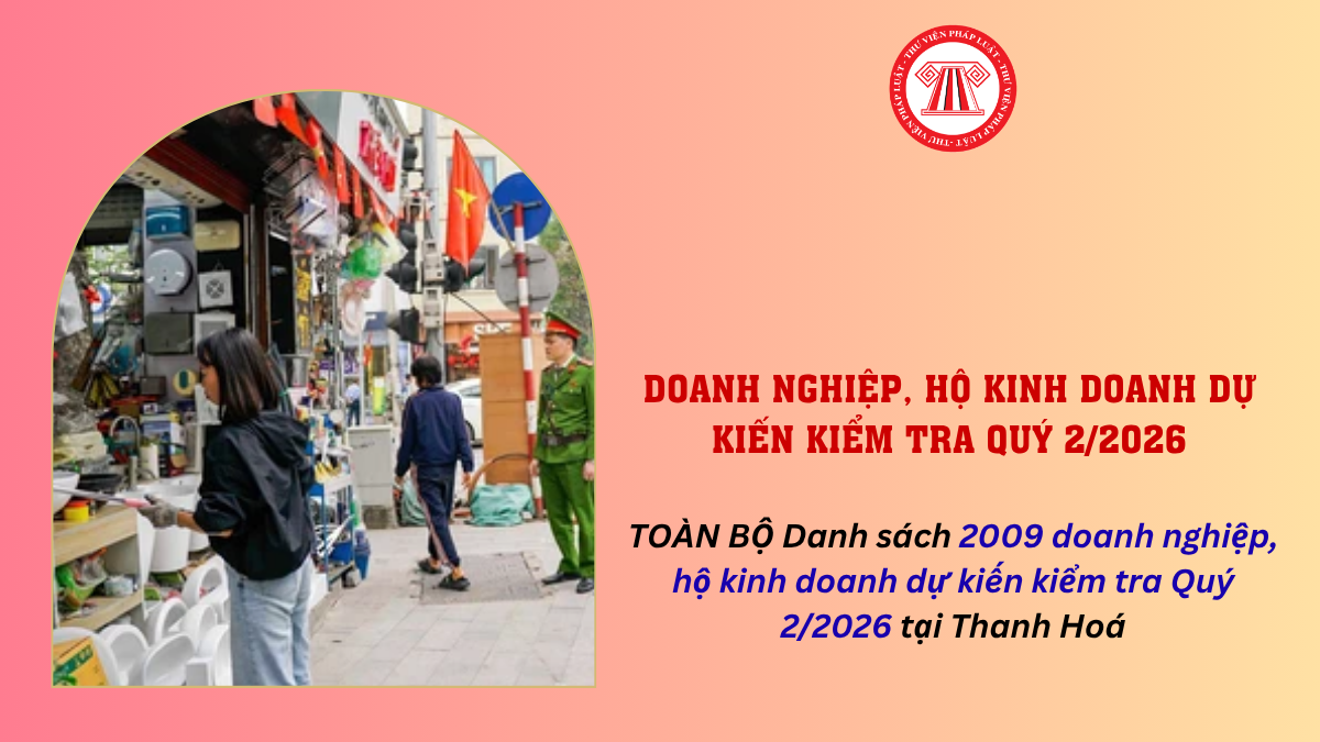 Danh sách 2009 doanh nghiệp, hộ kinh doanh dự kiến kiểm tra Quý 2/2026 tại Thanh Hoá