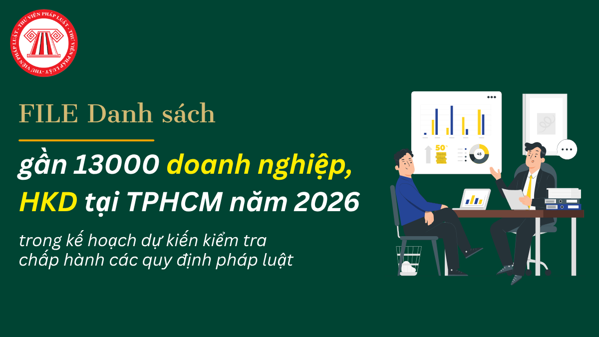 FILE Danh sách gần 13000 doanh nghiệp, hộ kinh doanh tại TPHCM năm 2026 trong kế hoạch dự kiến kiểm tra chấp hành các quy định pháp luật