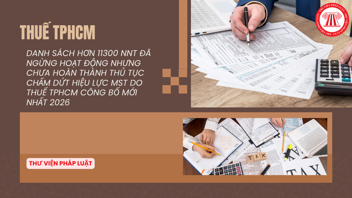 Danh sách hơn 11300 NNT đã ngừng hoạt động nhưng chưa hoàn thành thủ tục chấm dứt hiệu lực MST do Thuế TPHCM công bố mới nhất 2026