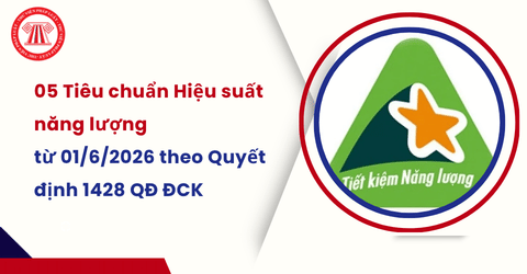 Danh mục 05 Tiêu chuẩn Hiệu suất năng lượng cho các sản phẩm công bố dán nhãn năng lượng từ 01/6/2026 chi tiết theo Quyết định 1428 QĐ ĐCK