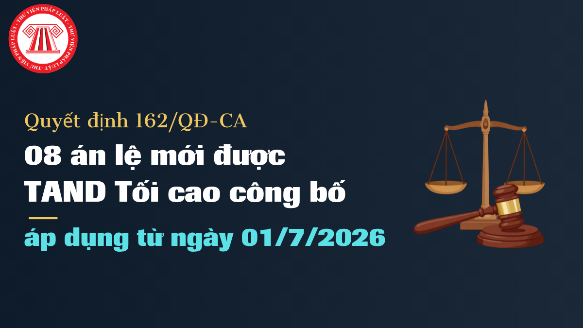 Quyết định 162/QĐ-CA: 08 án lệ mới được TAND Tối cao công bố áp dụng từ ngày 01/7/2026
