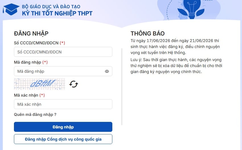 CÔNG BỐ ĐIỂM THI Tốt nghiệp THPT 2026 CHÍNH THỨC